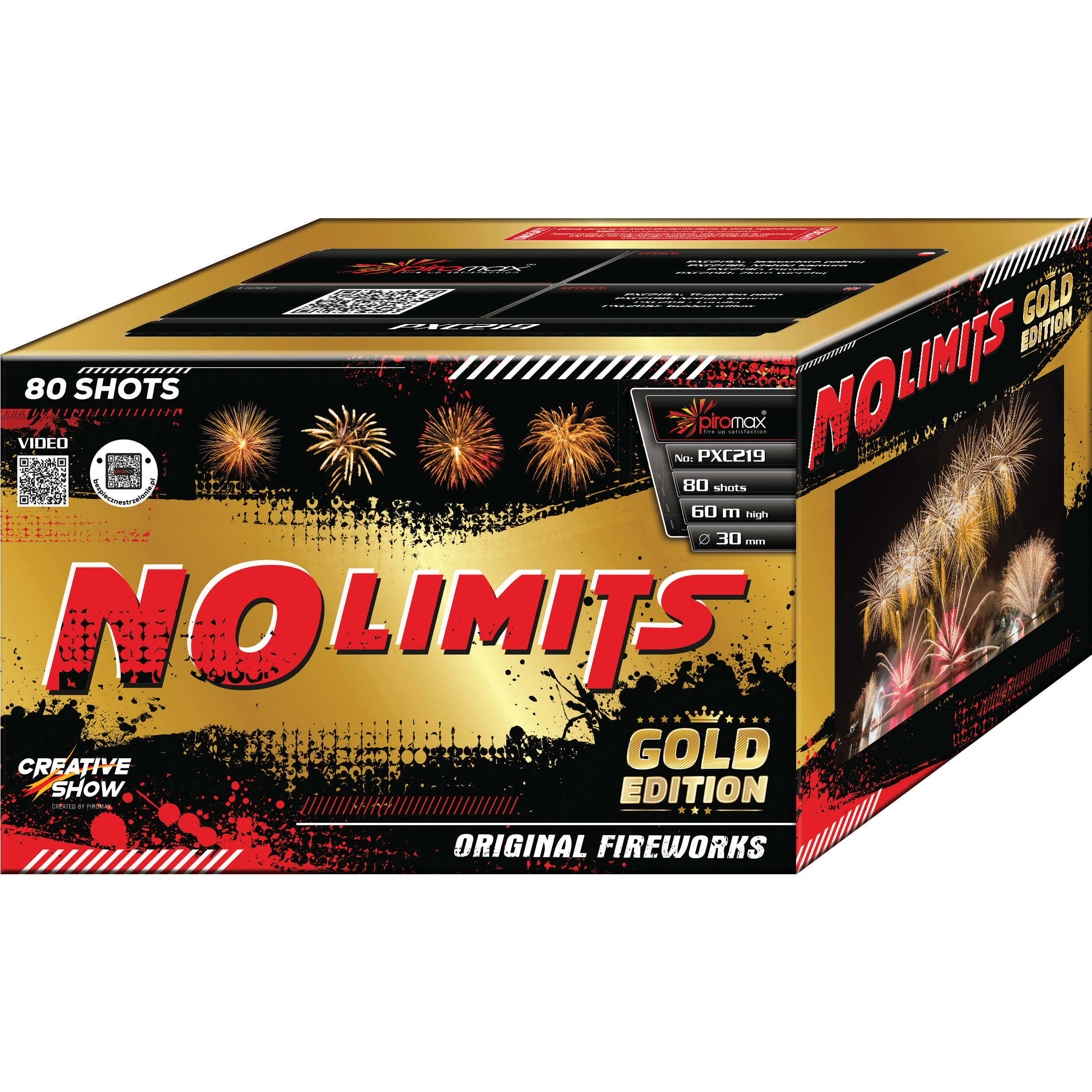 Piromax PXC219 No Limits Gold, 80 Schuss Verbundfeuerwerk