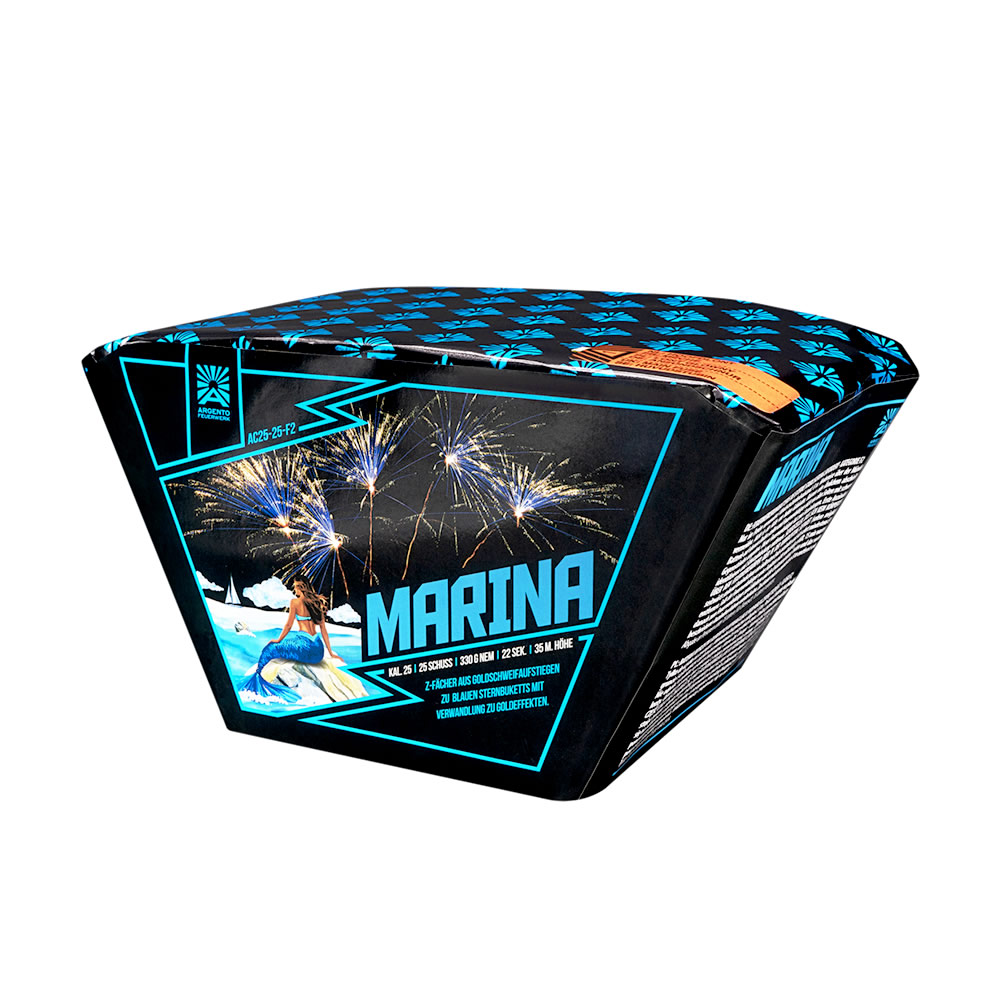 Argento Marina, 25 Schuss Feuerwerksbatterie im Z-Fächer, F2