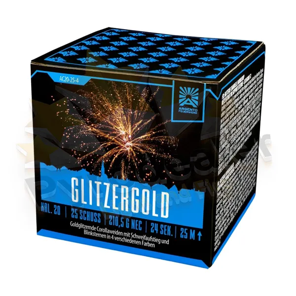 Argento Glitzergold, 25 Schuss Feuerwerk-Batterie