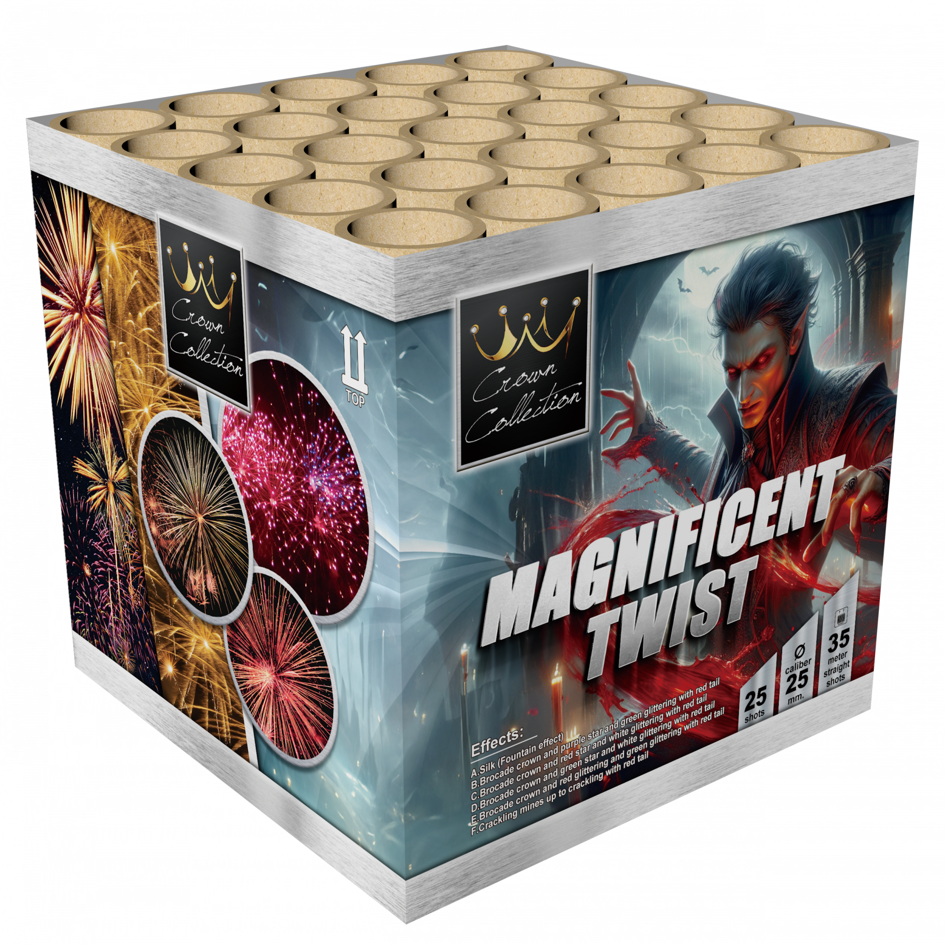 Magnum Magnificent Twist, 25 Schuss Feuerwerksbatterie, F2 