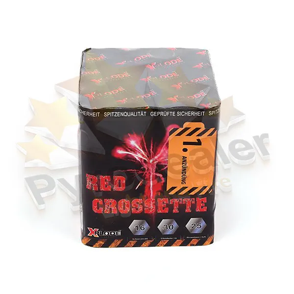 Xplode Red Crossette, 16 Schuss Feuerwerk-Batterie