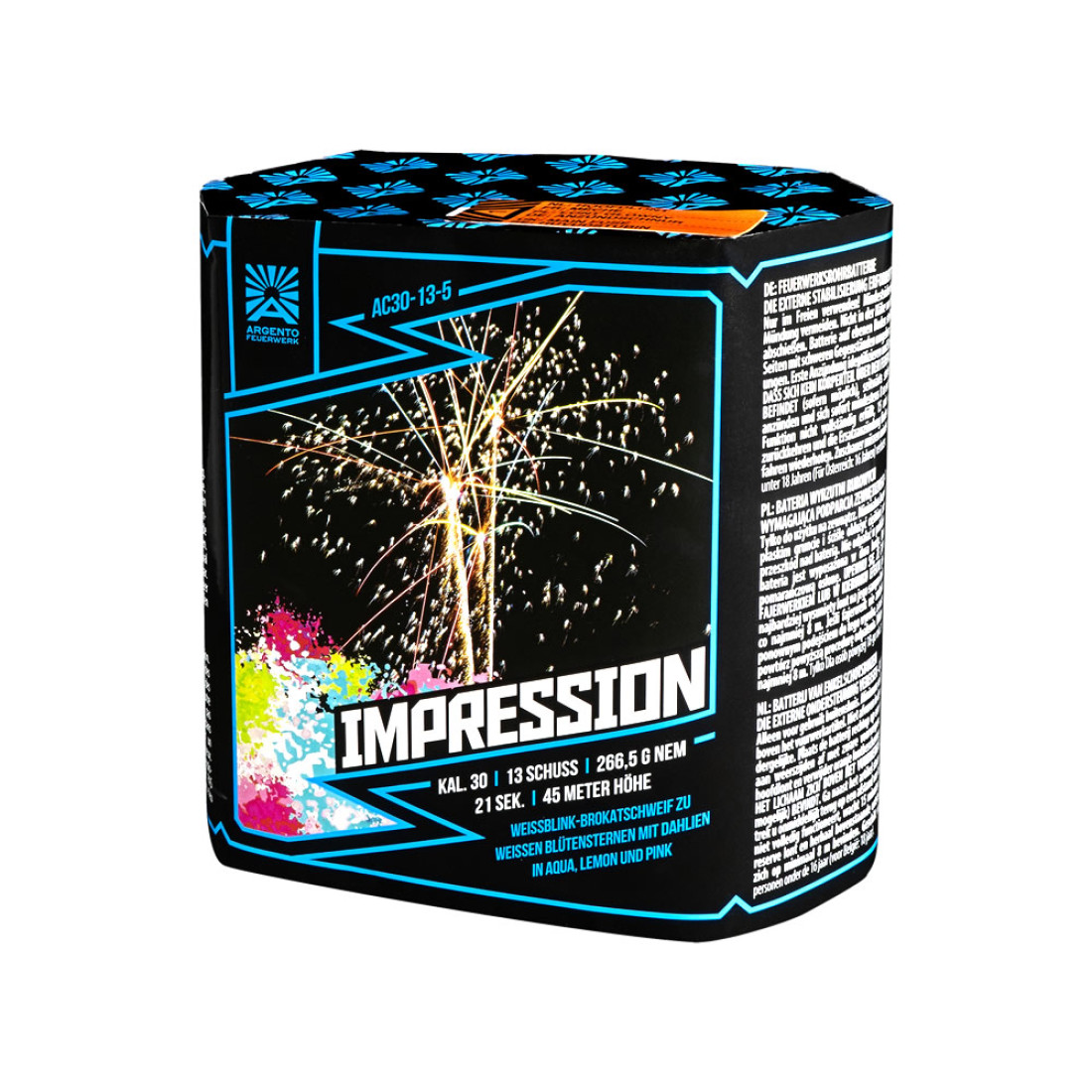 Argento Impression, 13 Schuss Feuerwerksbatterie, Kal. 30mm