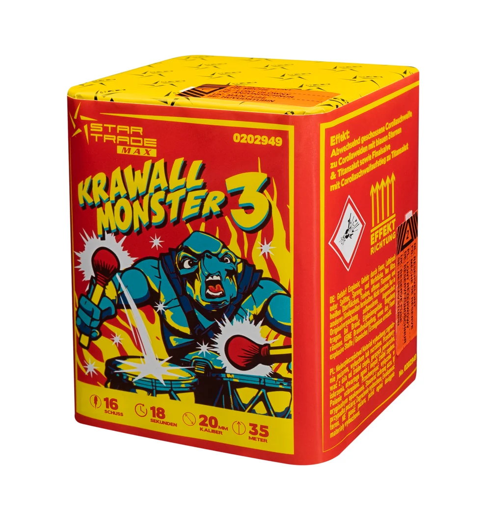 Startrade Krawallmonster 3, 16 Schuss Feuerwerksbatterie, F2 