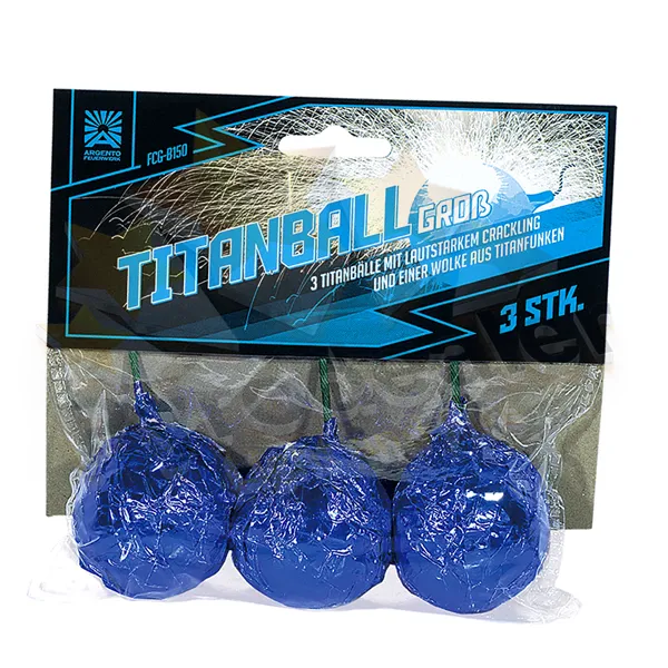 Argento Titanball groß, 3 Stück Crackling Bälle Titan