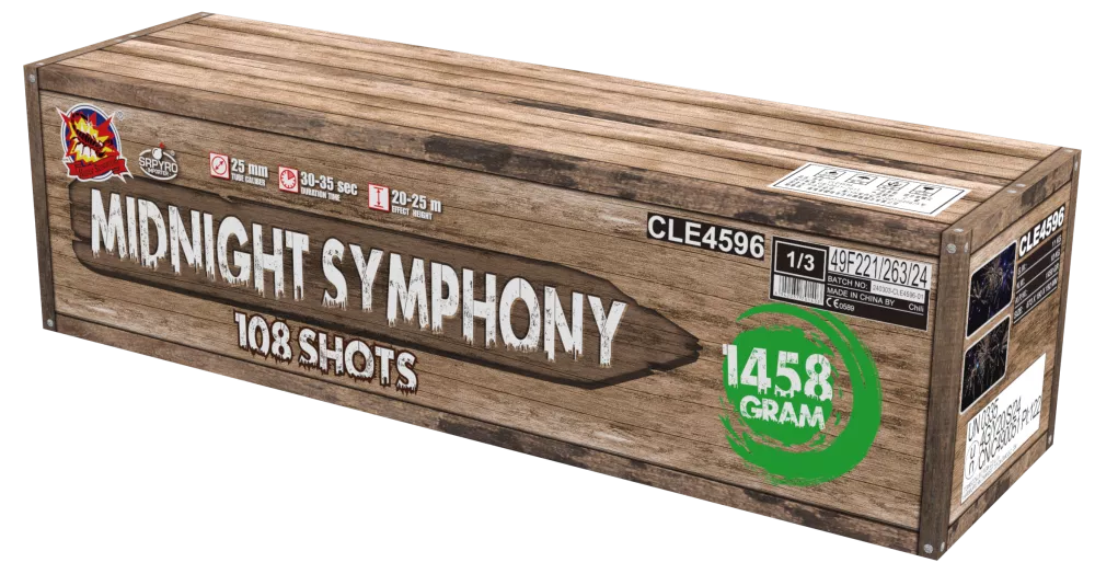 SRPYRO  Midnight Symphony, 108 Schuss Multiverbund F2