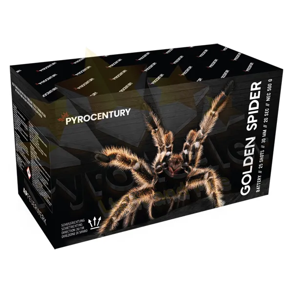 Pyrocentury Golden Spider, 25 Schuss Fächer mit 500g NEM