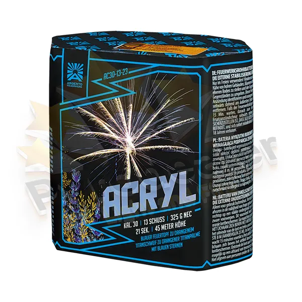 Argento Acryl, 13 Schuss, orange Titanpalme mit blauen Sternen